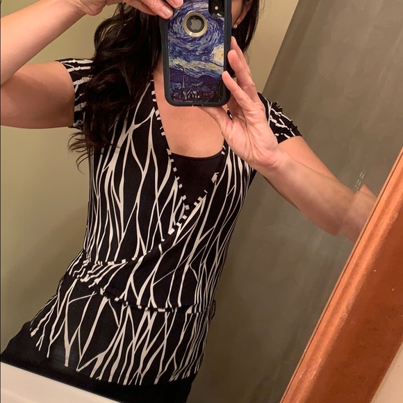 New York & Company Tops - 3/$15 Sweet NY & Co black /white surplice top XS